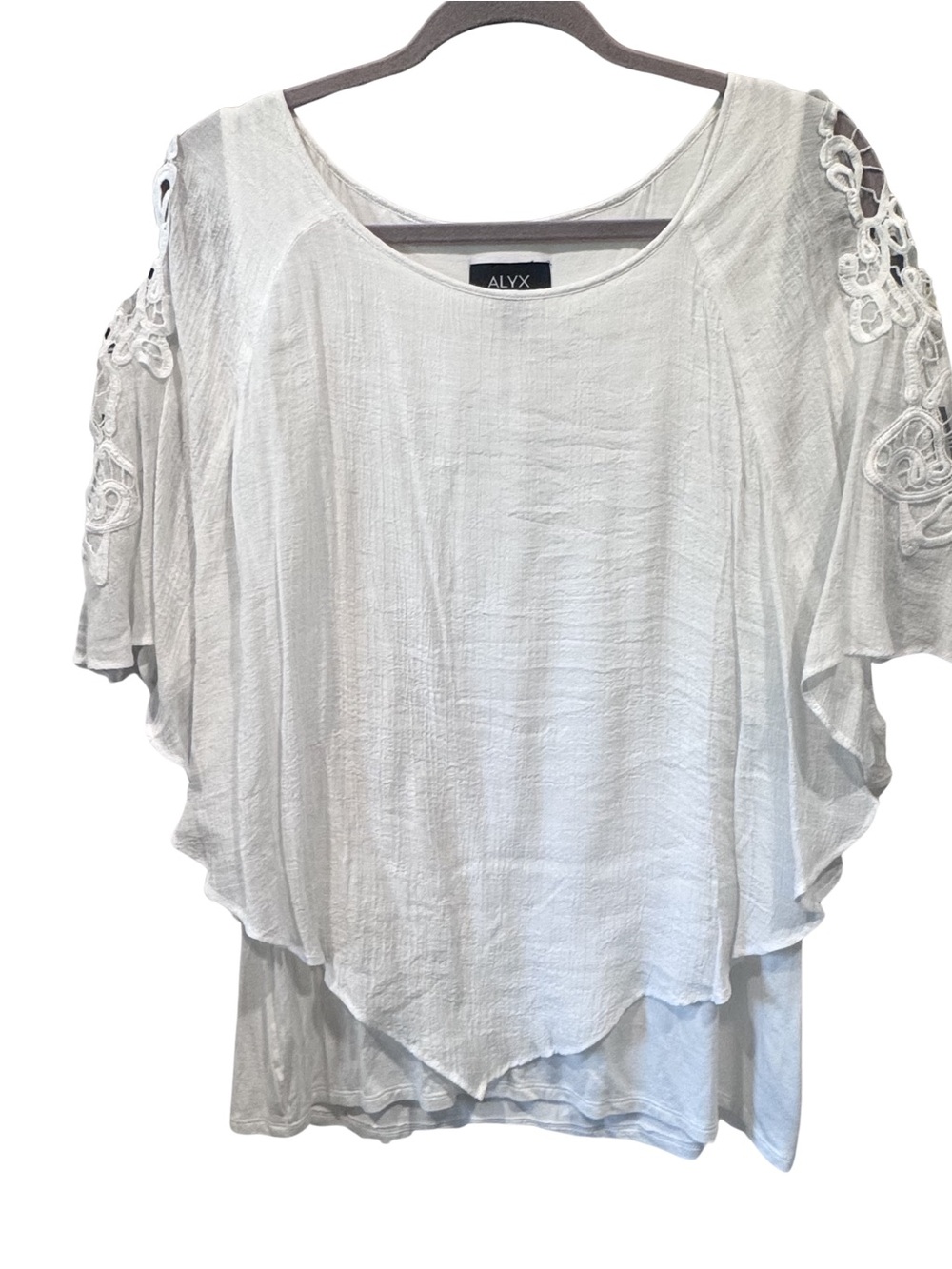 NWT ALYX Sunshine Breeze White Lace Sleeve Layered Tunic Top L MSRP $49